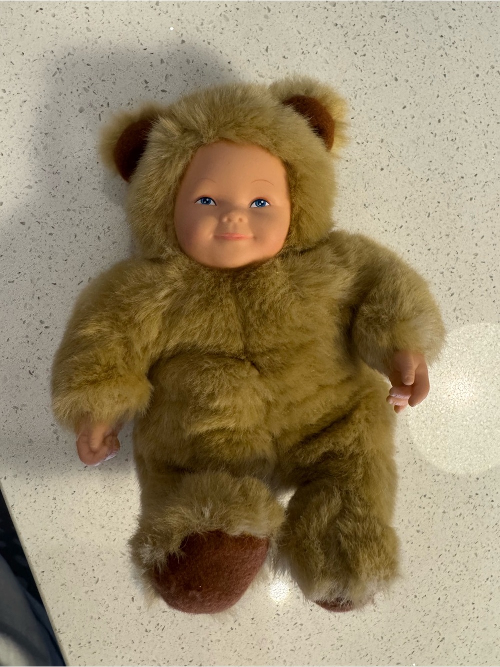 Anne Geddes vintage Plush Bear Costume Baby Doll - Soft Brown Fur